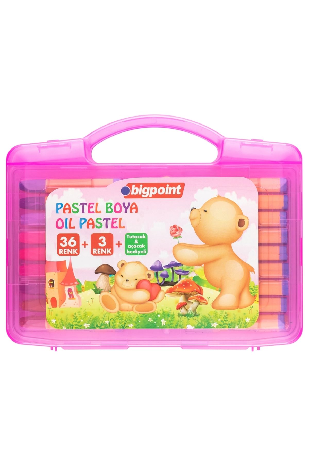 Bigpoint Pastel Boya 36+3 Renk - Pembe Çantalı 3'lü Paket