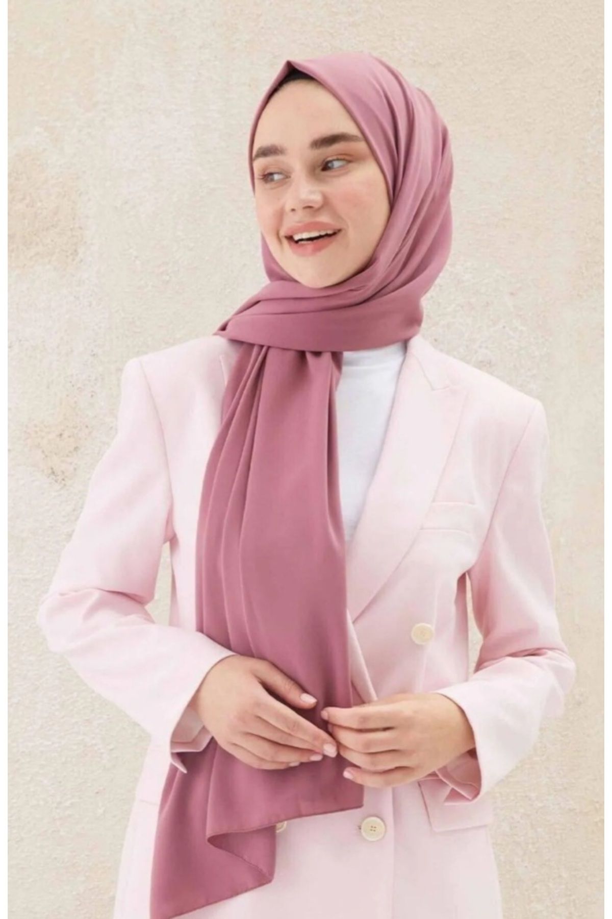 NEWSTORE Tesettür Hijab Medine İpeği Şal Gül Kurusu