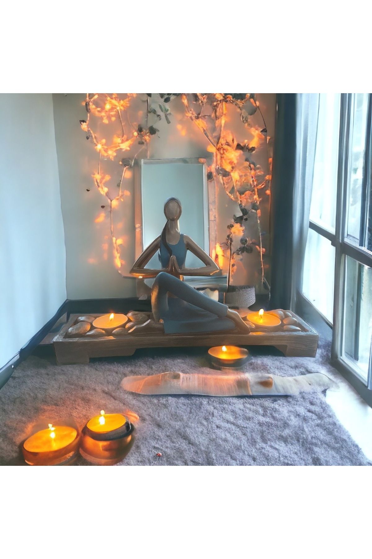 Funda Hediyelik ve Ev Aksesuarları Polyester Mumlu Tealight Yogacı Kadın Biblo