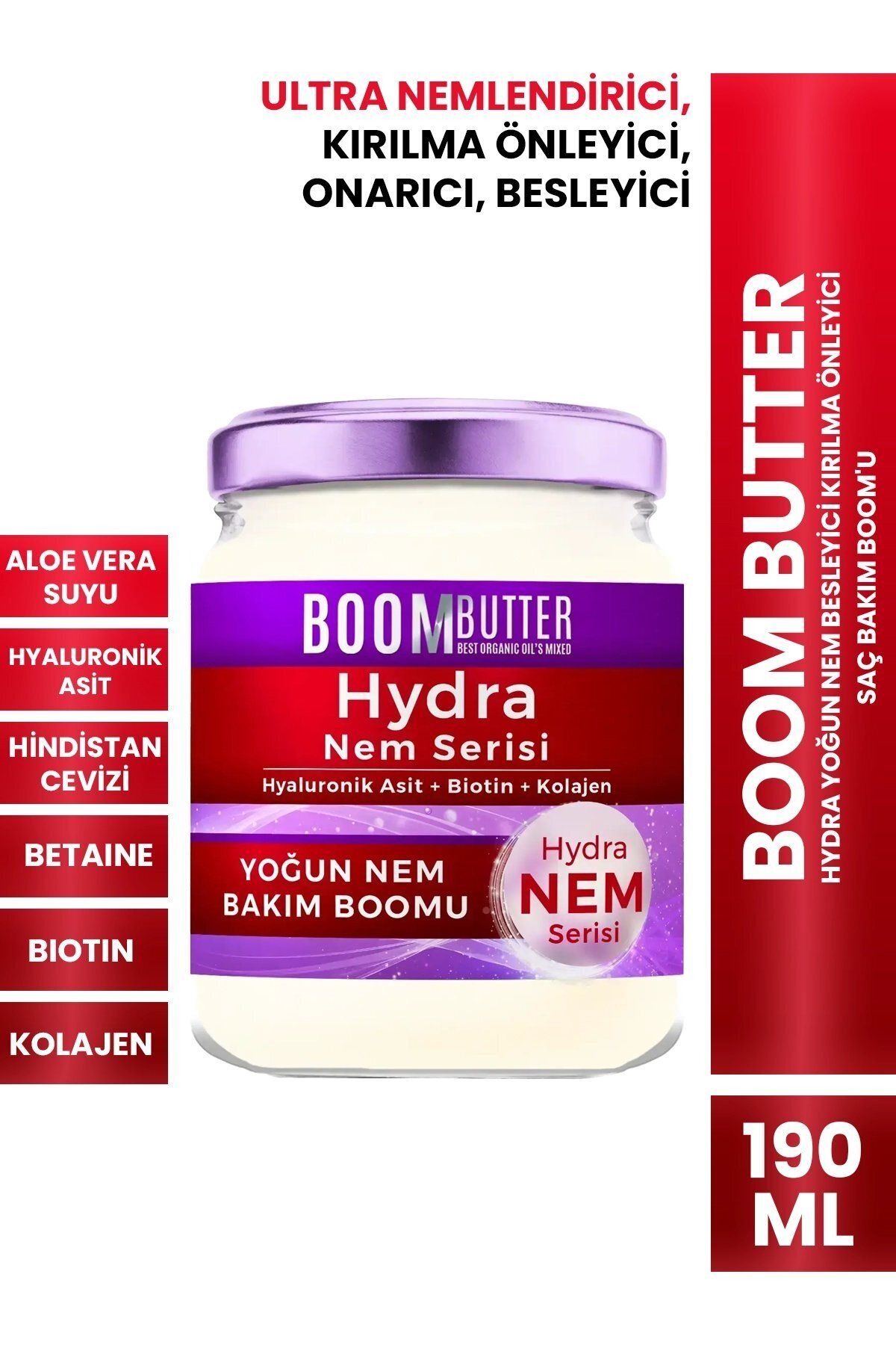 BOOM BUTTER Hydra Yoğun Nem Besleyici Kırılma Önleyici Saç Bakım Boom'u 190 ml