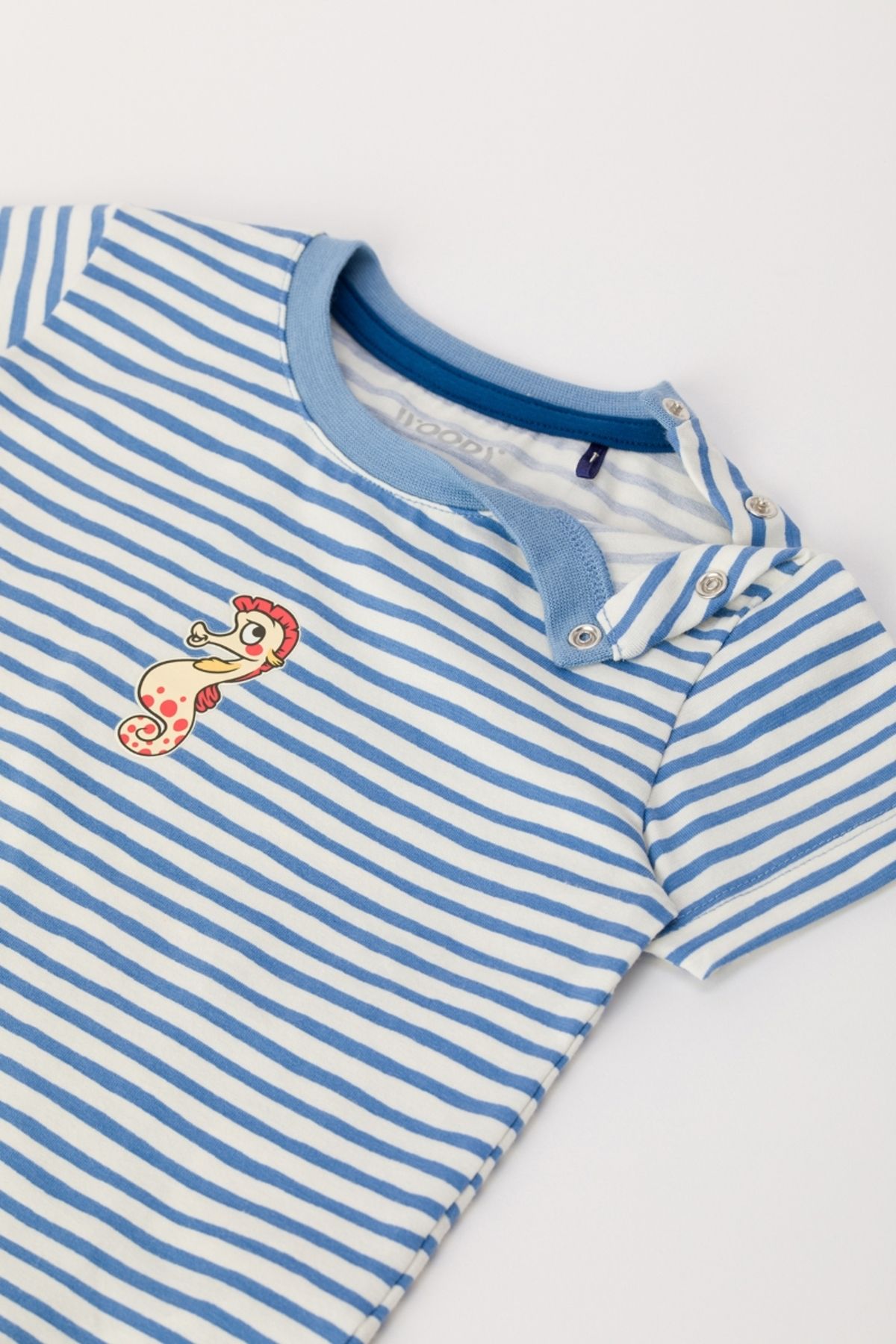 Woody Pamuklu Erkek Bebek Pijama-pza - 921-denizatı Temalı Çizgili Mavi