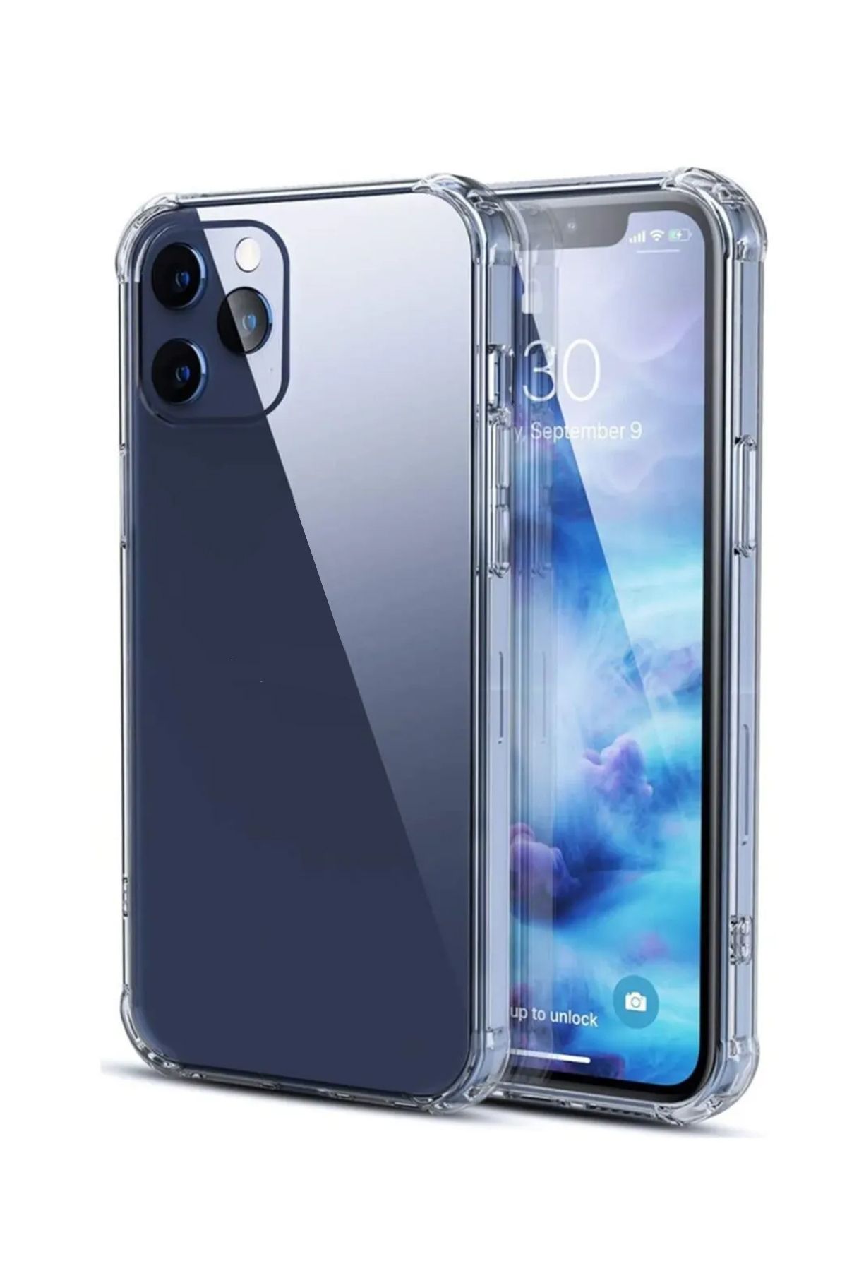 Fibaks Iphone 12 Pro Max Uyumlu Kılıf Crystal Sert Pc Antishock Darbe Emici Kenar Şeffaf Silikon Kapak