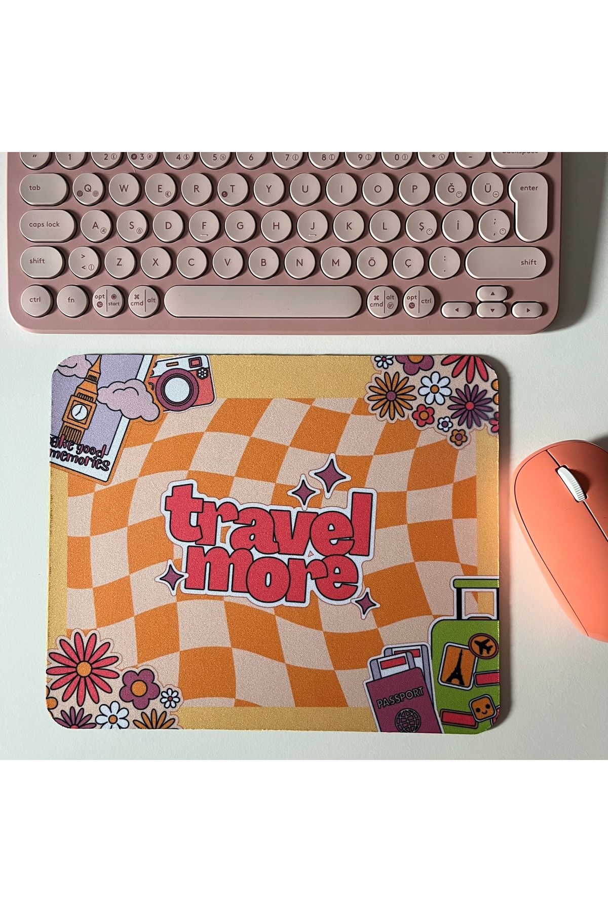 Duxy Retro Desenli Mouse Pad, 23x19 cm, Kaymaz Taban, Ev, Ofis ve Oyun için Rahat ve Yumuşak Mousepad
