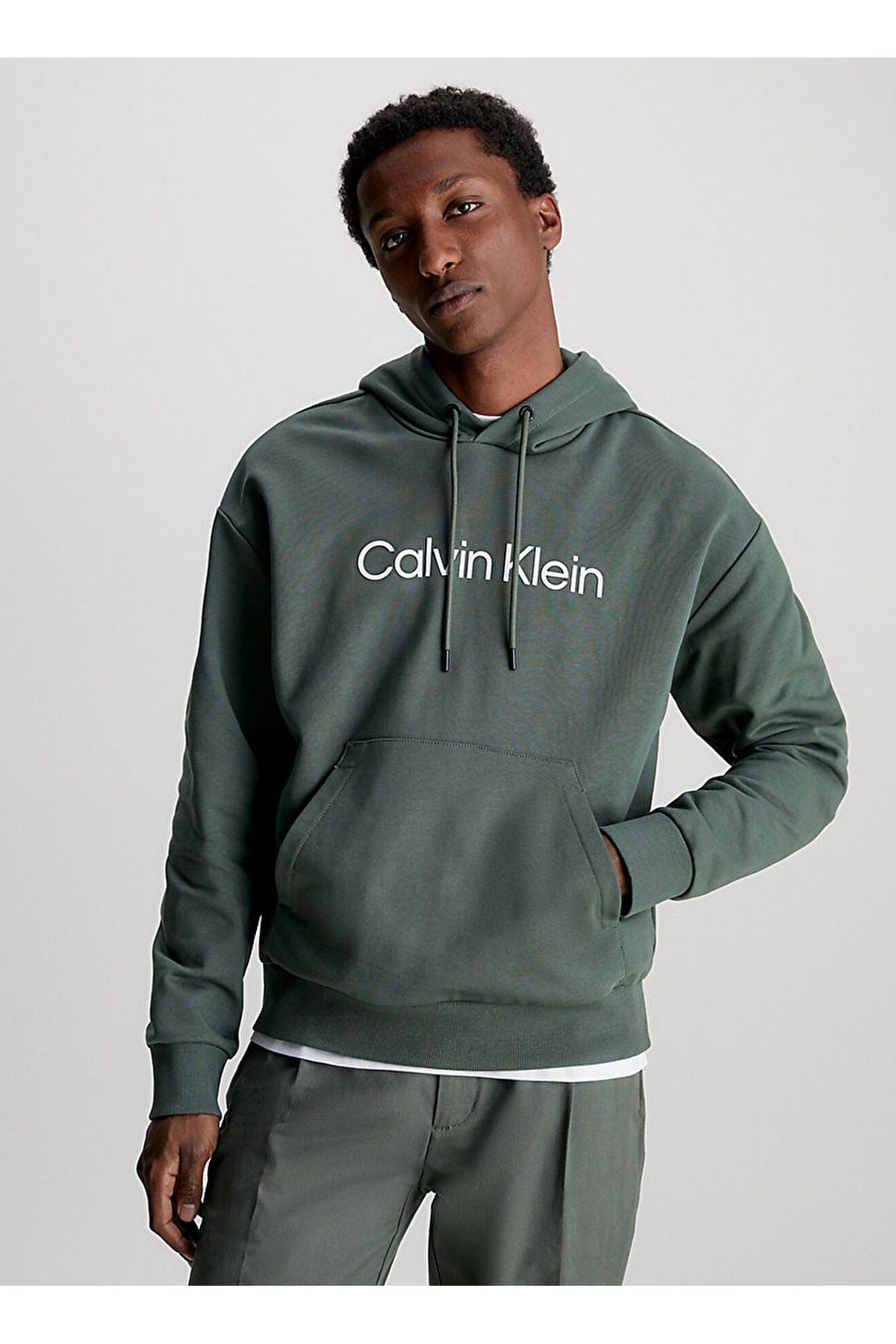 Calvin Klein Kapüşon Yaka Yeşil Erkek Sweatshırt K10k111345llp