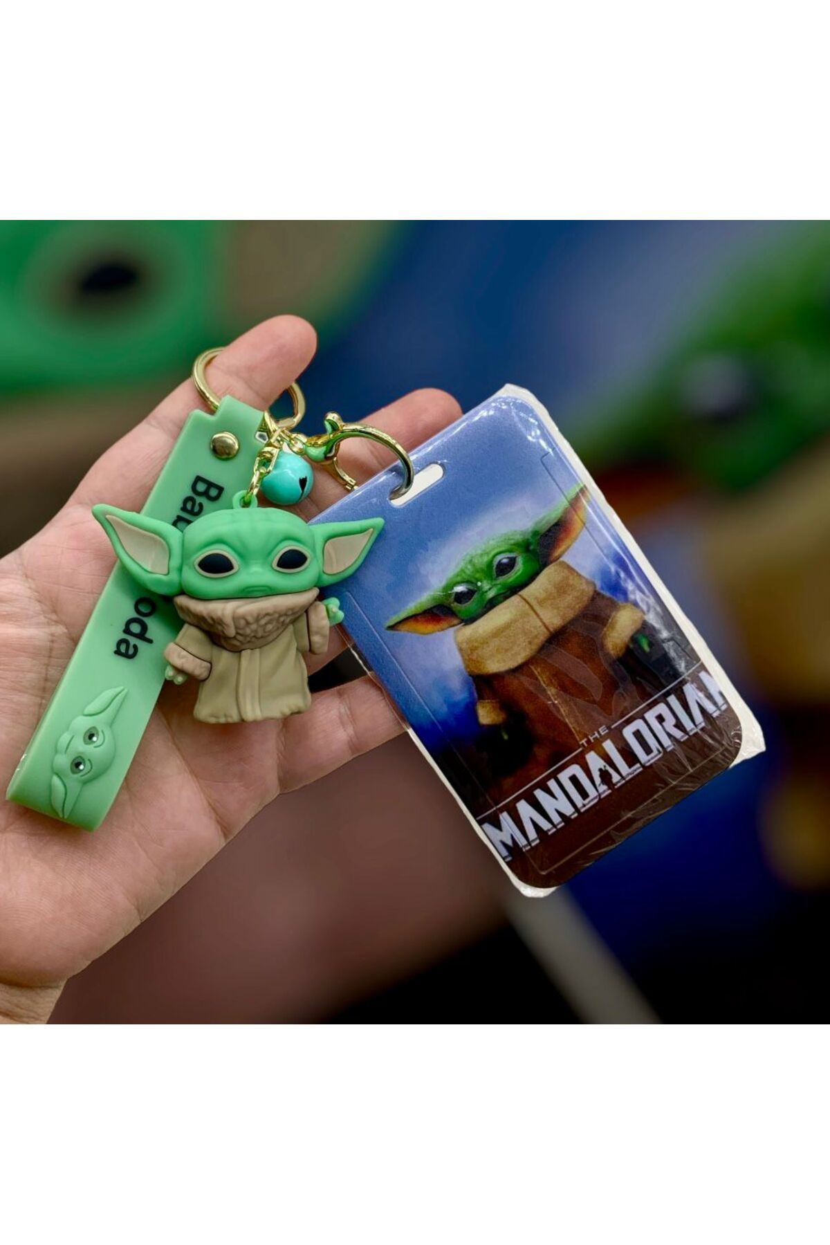 Meyra Accessories 1 adet kartlık baby yoda anahtarlık akbil kkartı şeffaf camlı kurumalı kartlık anahtarlık çanta süsü