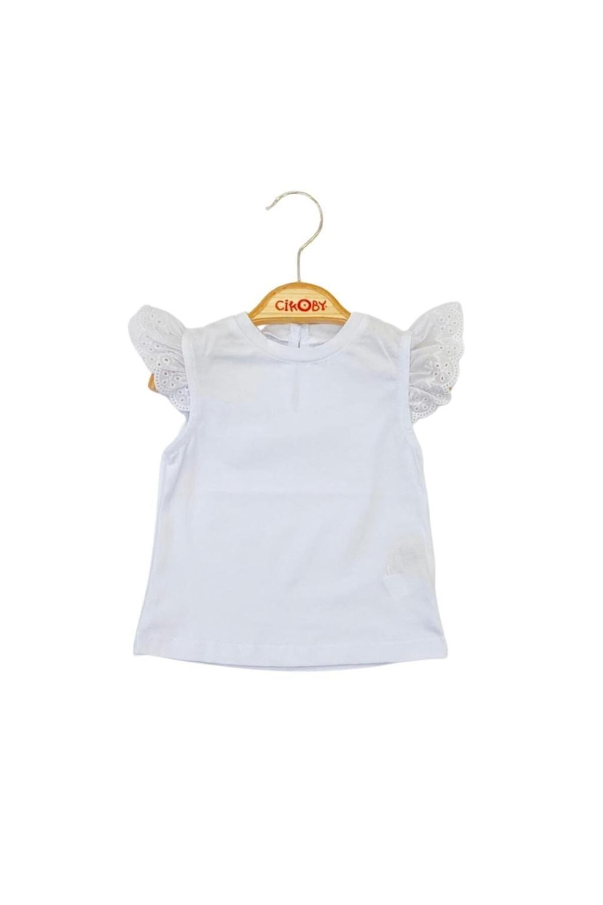 çikoby Digidi Kids Kiz Bebek Kollari Fiistolu Beyaz T-shirt 6-24 Ay