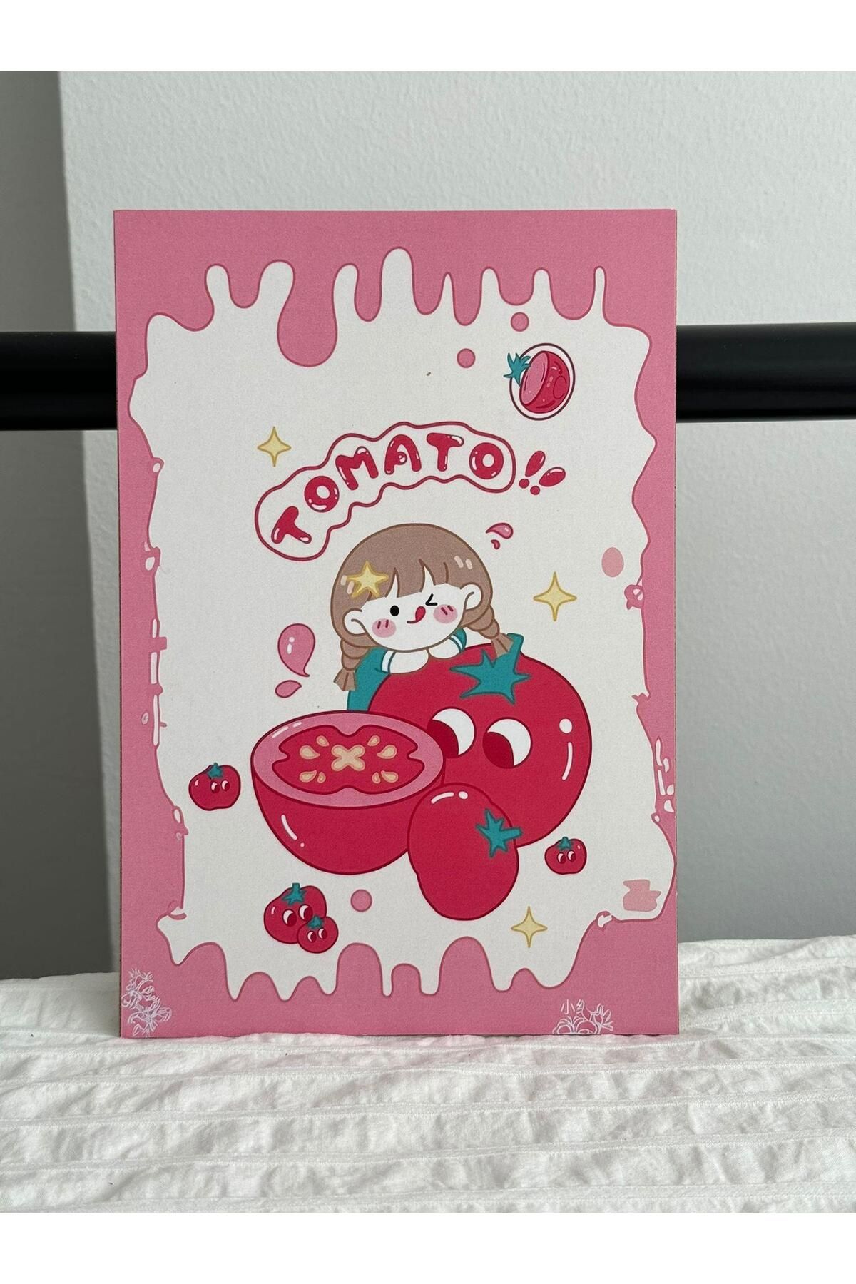 Planet Butik Kawaii Tomato Girl Ahşap Poster