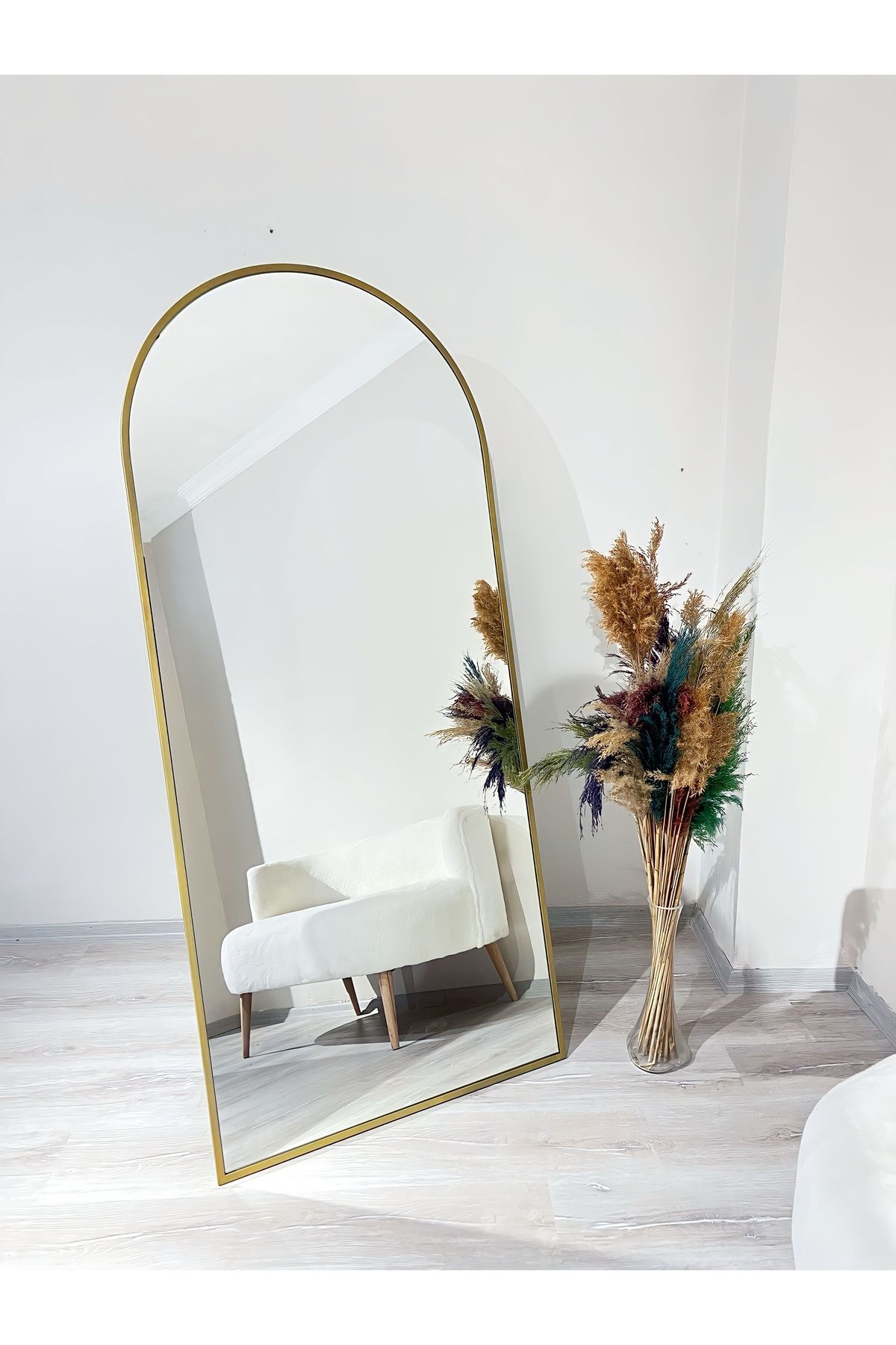 Ersan Dizayn 80x180 Metal Çerçeve Gold Oval Ayaklı Boy Aynası