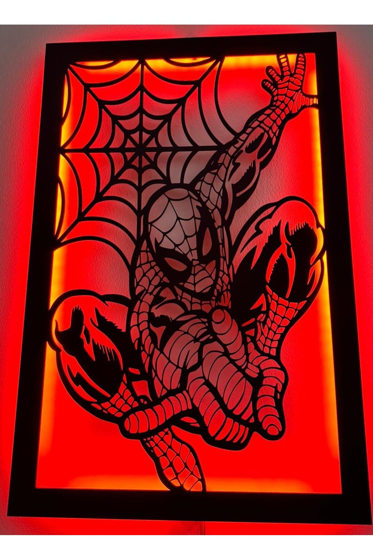 net tasarım Spiderman Örümcek Adam,led Işikli Ahşap Duvar Dekoru,mdf Tablo