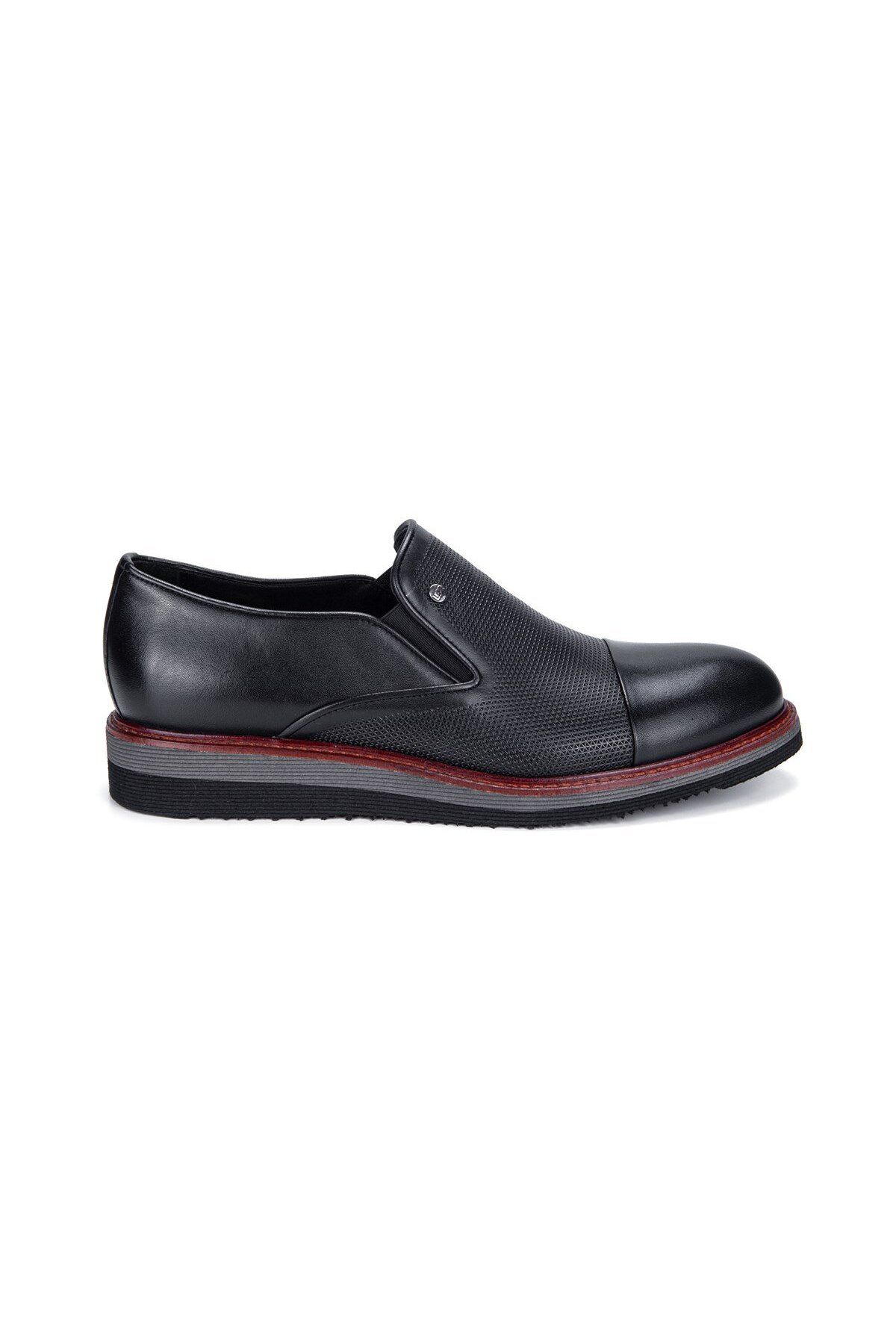 Libero 3614 Siyah Hakiki Deri Eva Düz Taban Erkek Günlük Casual Klasik Ayakkabı