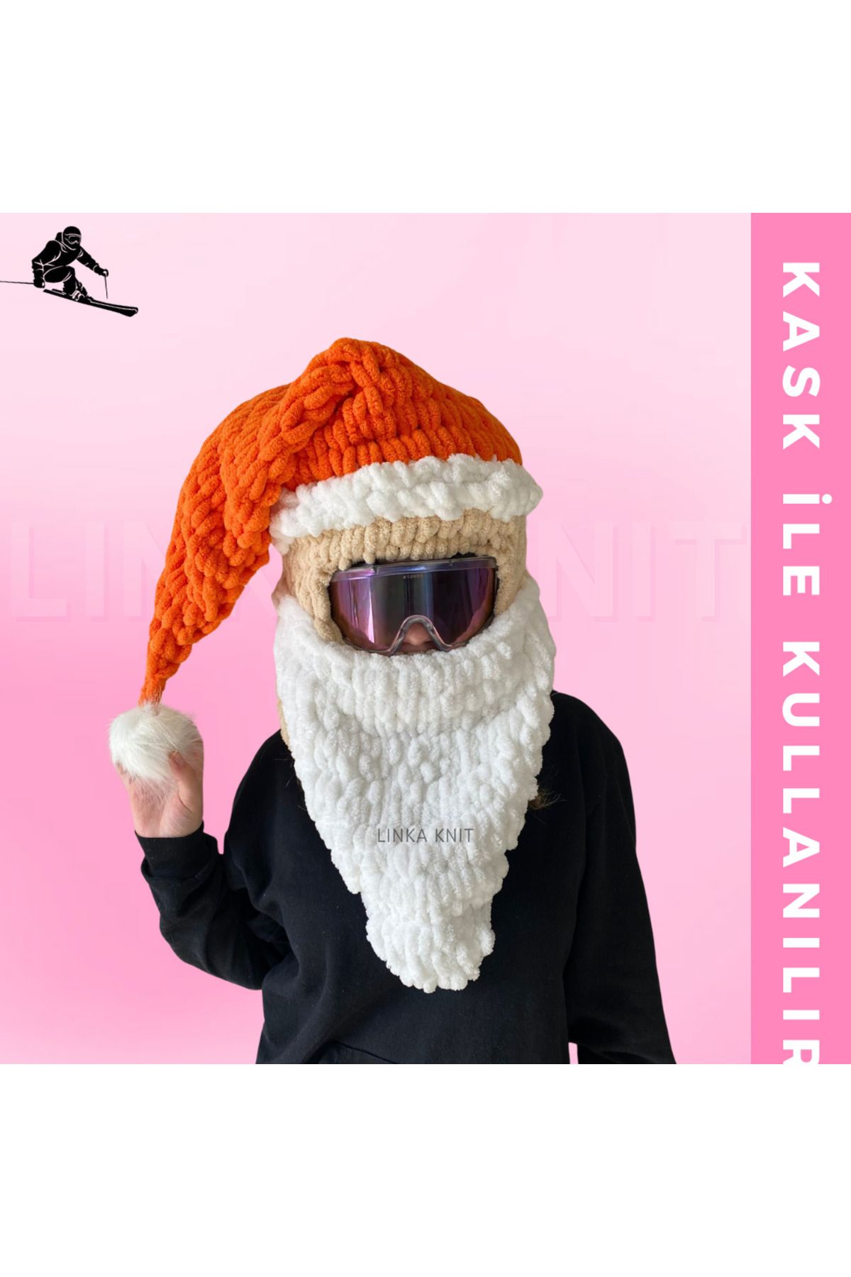 linka Noel Baba Kayak Maskesi & Balaclava, Kayak Kaskı Maskesi, Kask Kılıfı, Snowboard Maskesi