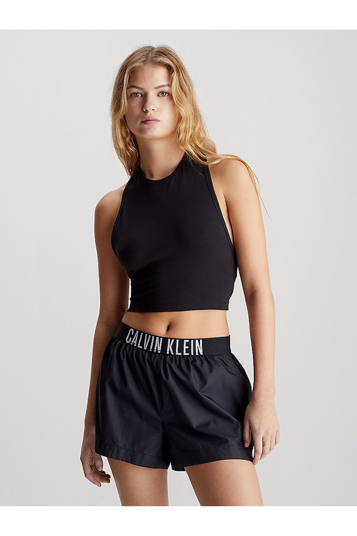 Calvin Klein Kadın Pamuklu Logolu Kolsuz Günlük Kullanım Siyah Büstiyer KW0KW02481-BEH