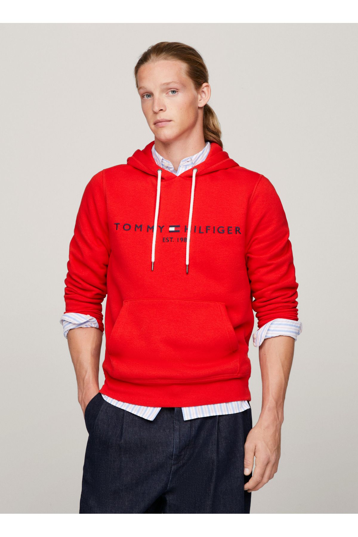 Tommy Hilfiger Kapüşon Yaka Kırmızı Erkek Sweatshırt Mw0mw11599