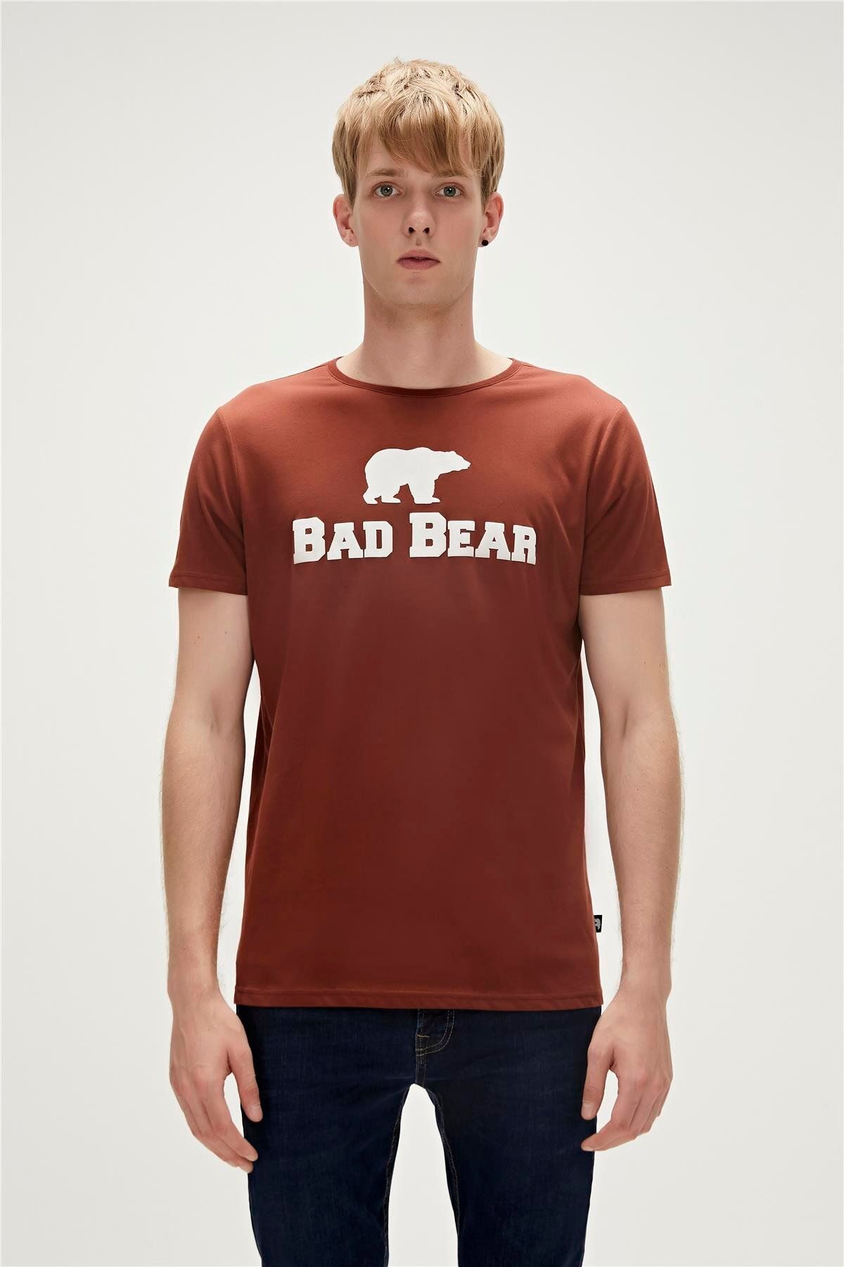 Bad Bear Bear Tee T-shirt Woody Kahverengi Logo Baskılı Erkek Tişört