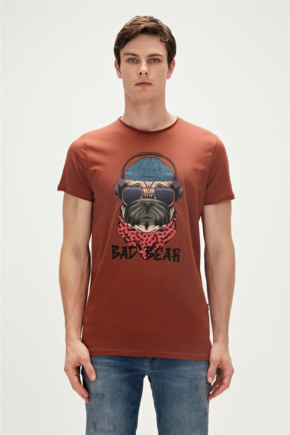 Bad Bear Reckless T-shirt Woody Kahverengi3d Baskılı Erkek Tişört