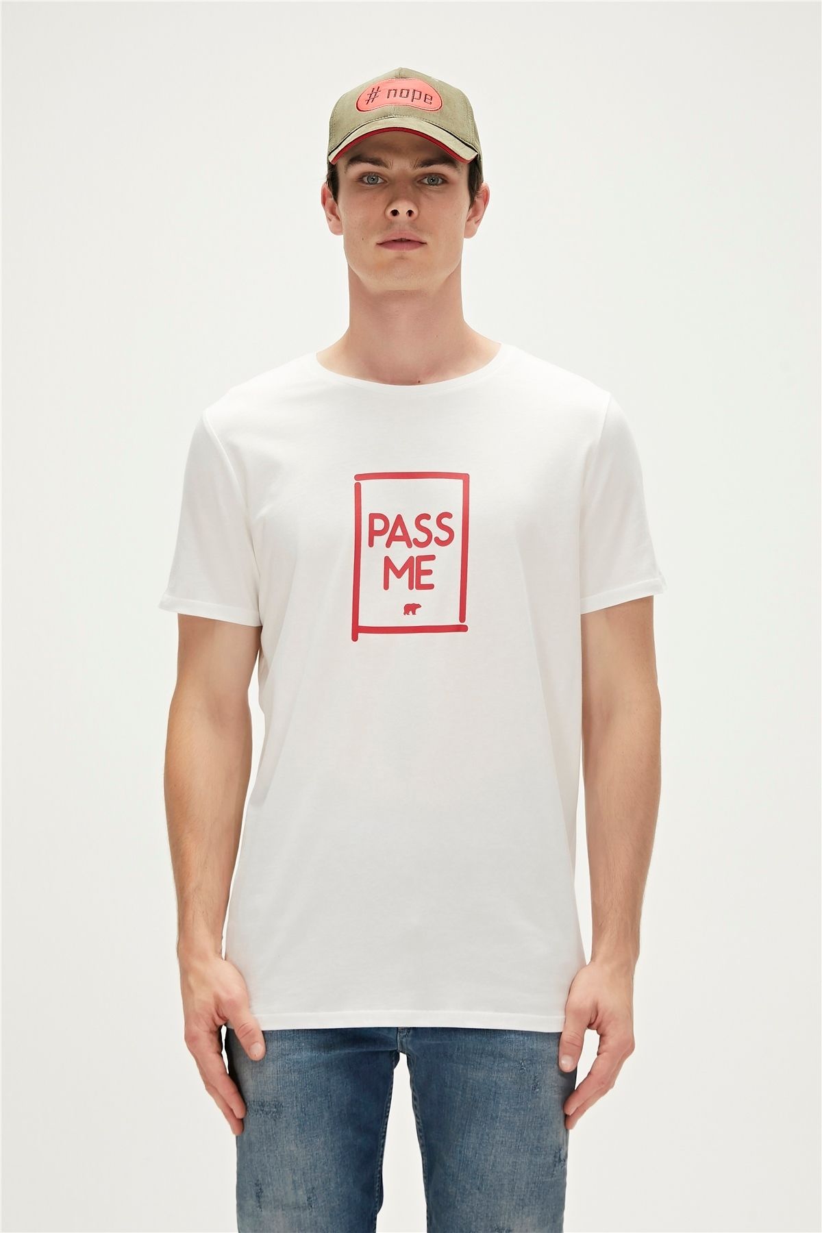 Bad Bear Pass Me T-shirt Off-white Baskılı Erkek Tişört