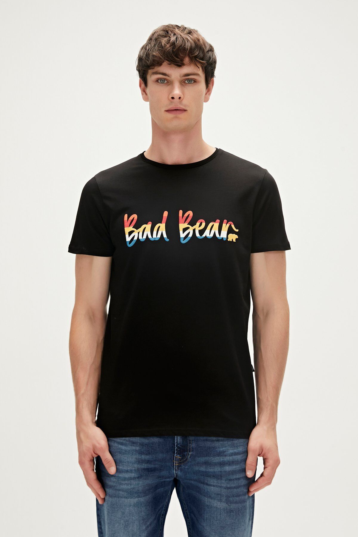 Bad Bear Manuscript T-shirt Siyah Baskılı Erkek Tişört