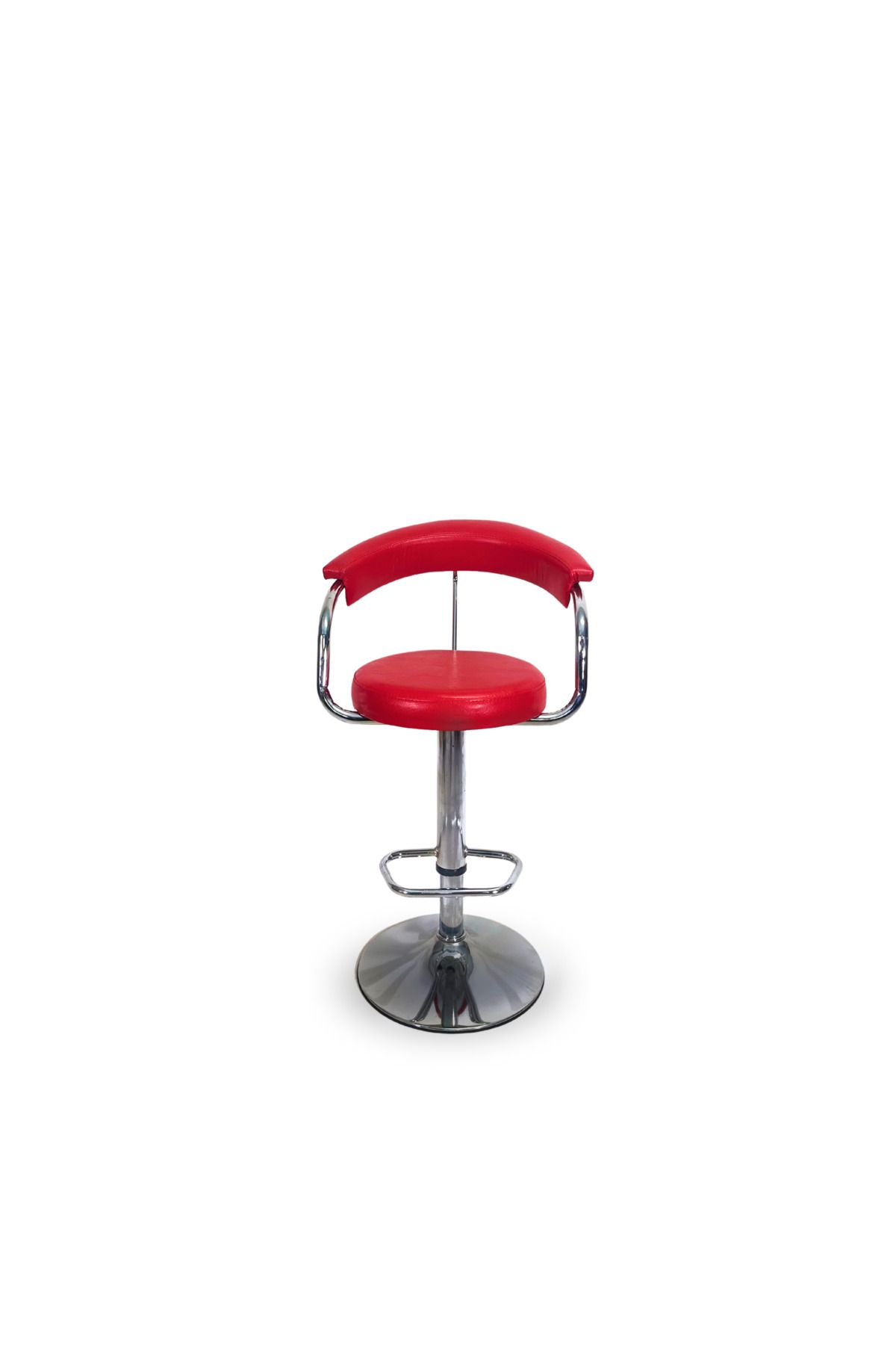 BİLGİ BÜRO MOBİLYALARI Ay Bar Sandalyesi Mutfak Sandalyesi Ayarlanabilir Bar Taburesi Koltuk Kırmızı