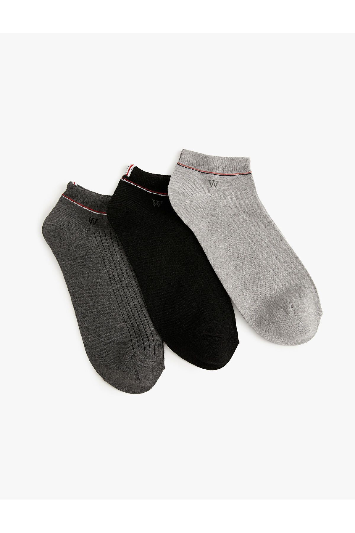 Koton 3'lü Patik Çorap Seti Çok Renkli Şerit Detaylı