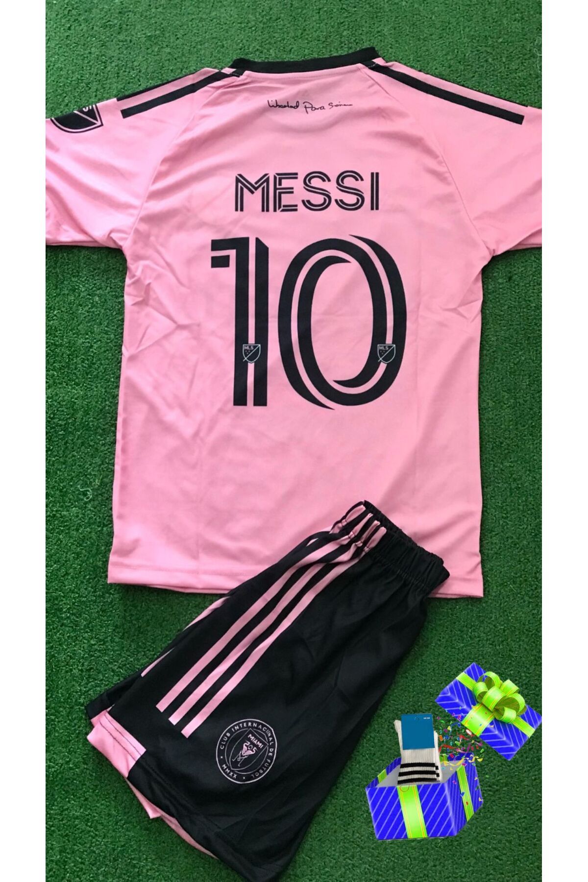 İeys Sport Çorap Hediyeli Messi Inter Miami 23/24 Sezon Çocuk Forma Şort Çorap Takımı - 3'lü Set