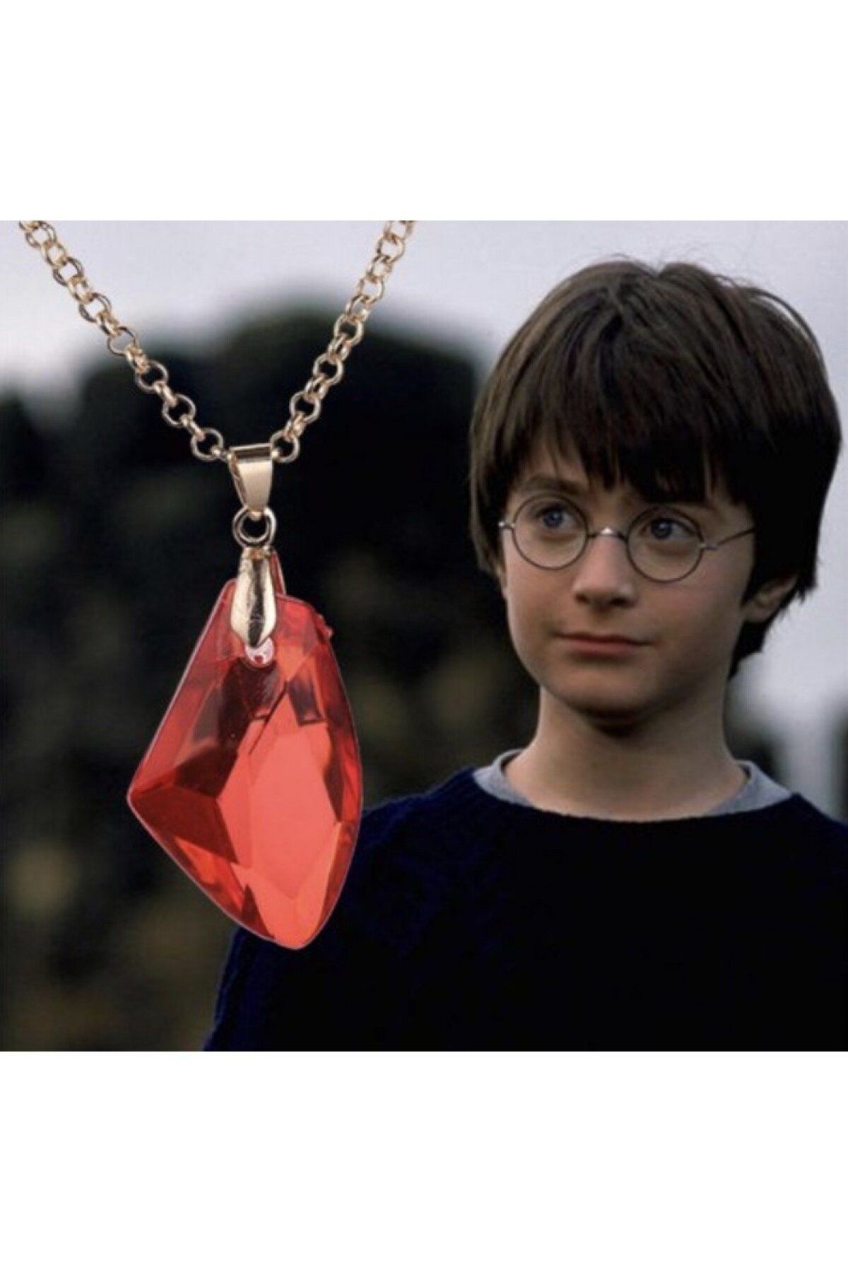 FG KONNİCHİWA Harry Potter Kırmızı Akrilik Felsefe Taşlı Kolye