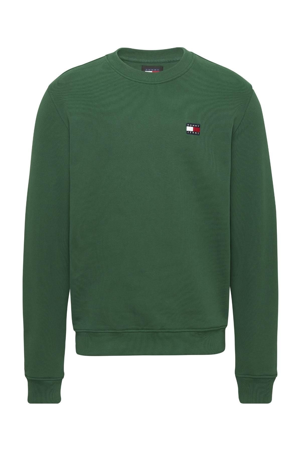 Tommy Hilfiger Erkek Marka Logolu Günlük Kullanıma Uygun Yeşil Sweatshirt Dm0dm17986-l4l