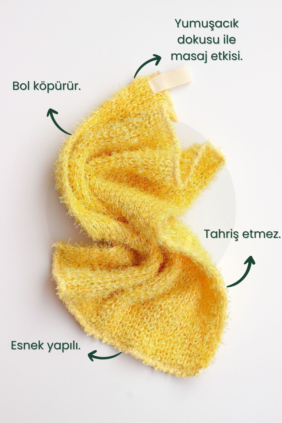 lifly Süper Esnek Sarı Banyo Lifi Tüm Cilt Tiplerine Uygun Duş Lifi