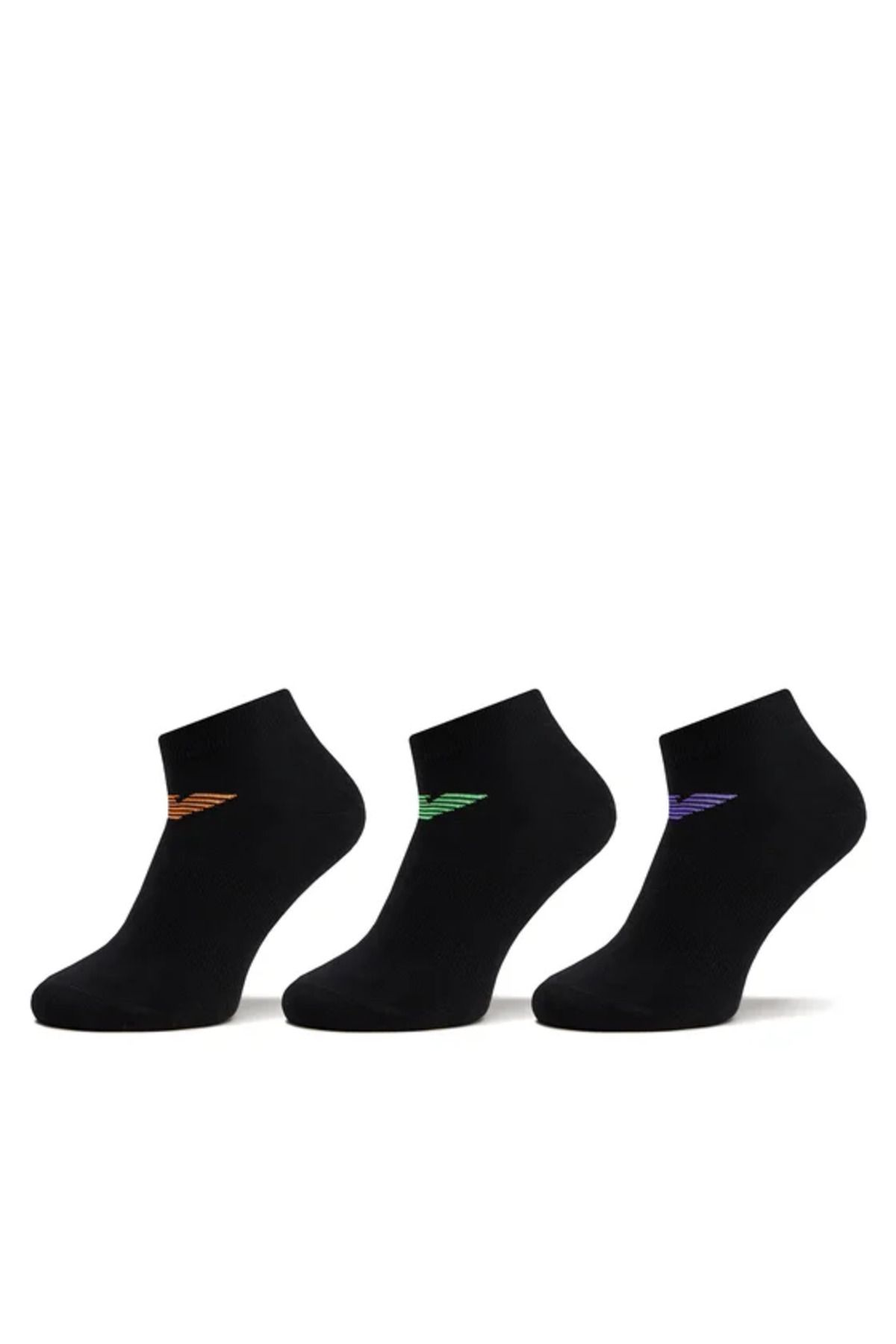 Emporio Armani Erkek Marka Logo Detaylı 3'lü Basic Siyah1 Çorap 300048 4R234-50620