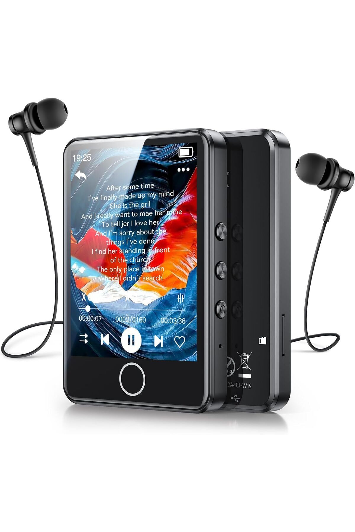 AGPTEK Bluetooth 5.3 İle 64 GB MP3 Çalar 2,8 İnç Full Dokunmatik Ekran, Hoparlör, HiFi, FM, E-Kitap