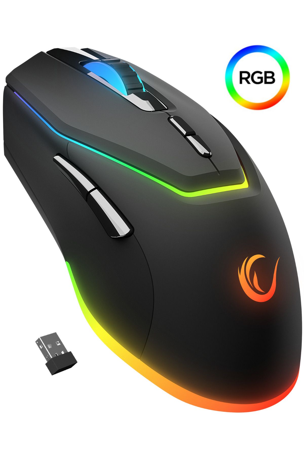 Rampage Vortex M1 Siyah RGB Ledli Makrolu Mouse Usb Wireless Şarjlı Kablosuz Gaming Oyuncu Mouse