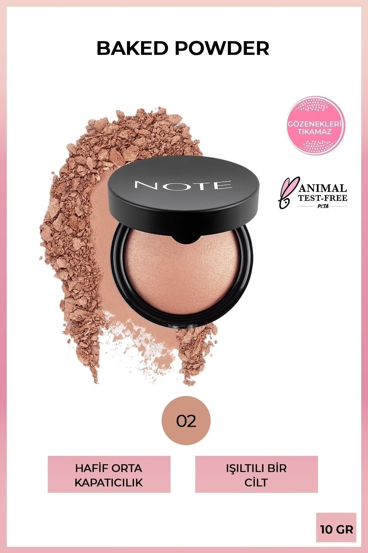 Note Cosmetics 02 HONEY WARM - BAKED POWDER POWDER FACE POWDER THAT FİLLS THE LİNES DKHAİR504