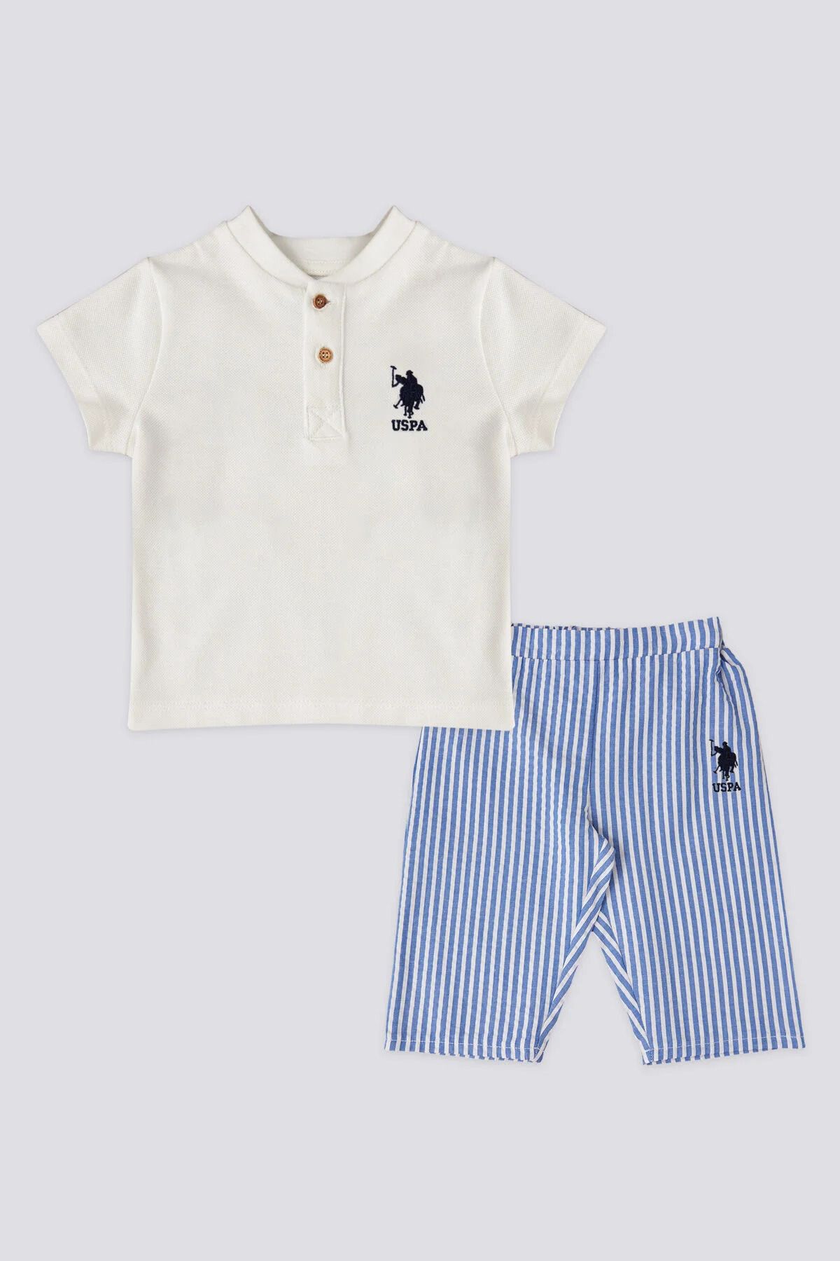 U.S. Polo Assn. U.S. Polo Assn Lisanslı Striped Pants Mavi Erkek Bebek Takımı