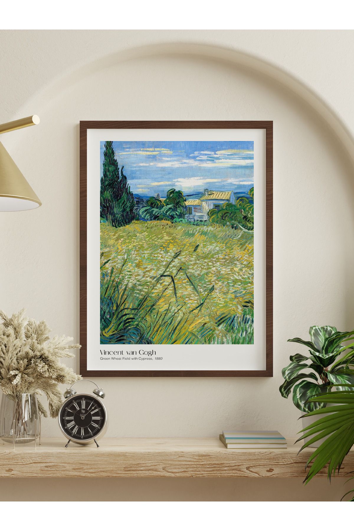MÜZAİDE Vincent Van Gogh - Green Wheat Field with Cypress Çerçeveli Tablo