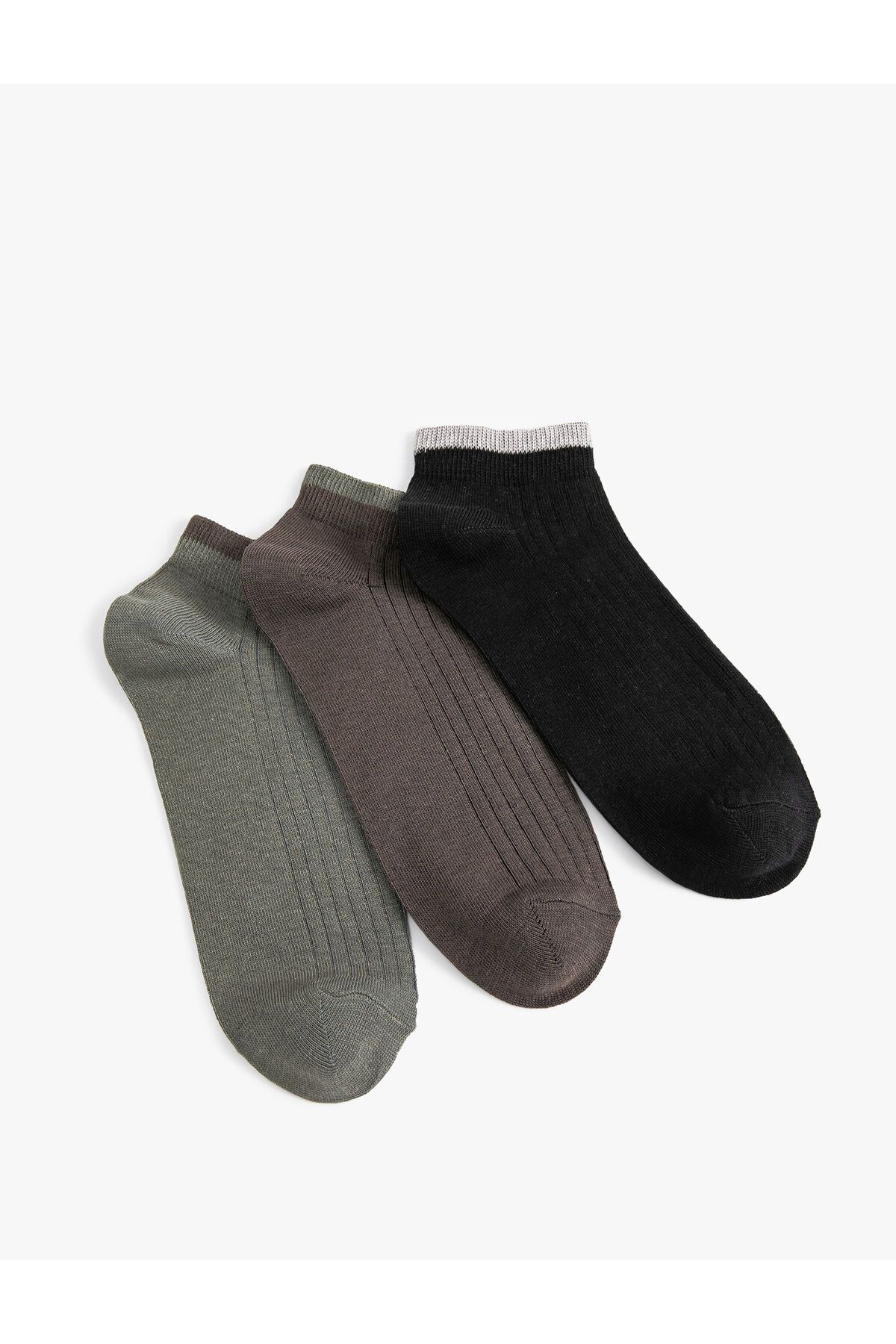 Koton 3'lü Patik Çorap Seti Dokulu Çok Renkli