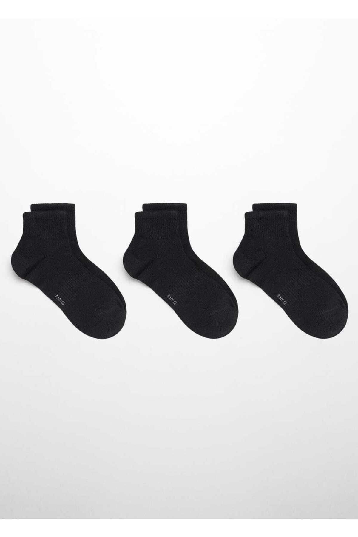 MANGO Man Pamuklu Çizgi Dokuma 3’lü Çorap Paketi