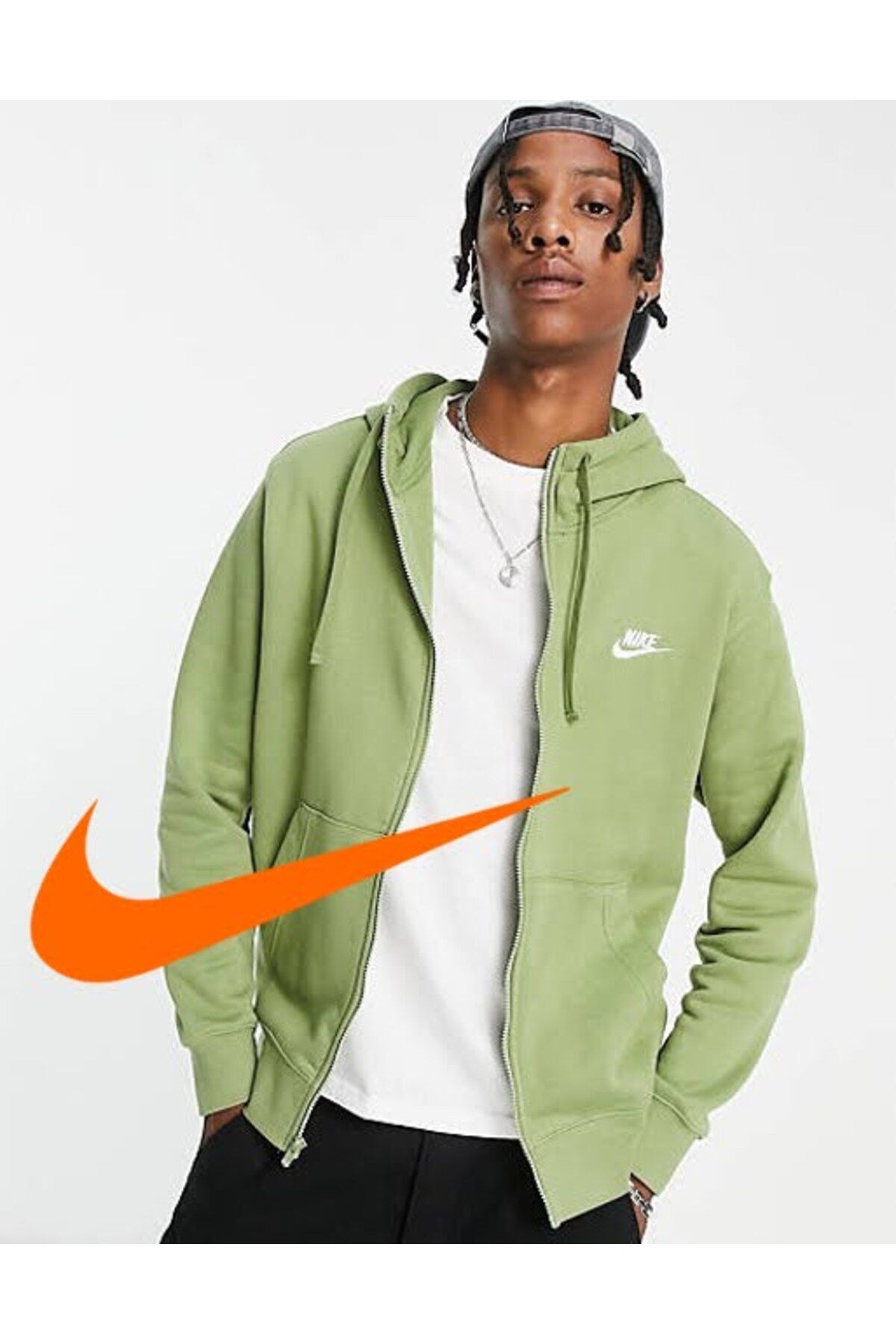 Nike Sportswear Club Full Zip Brushed-Back Erkek Sweatshirt BV2645-334