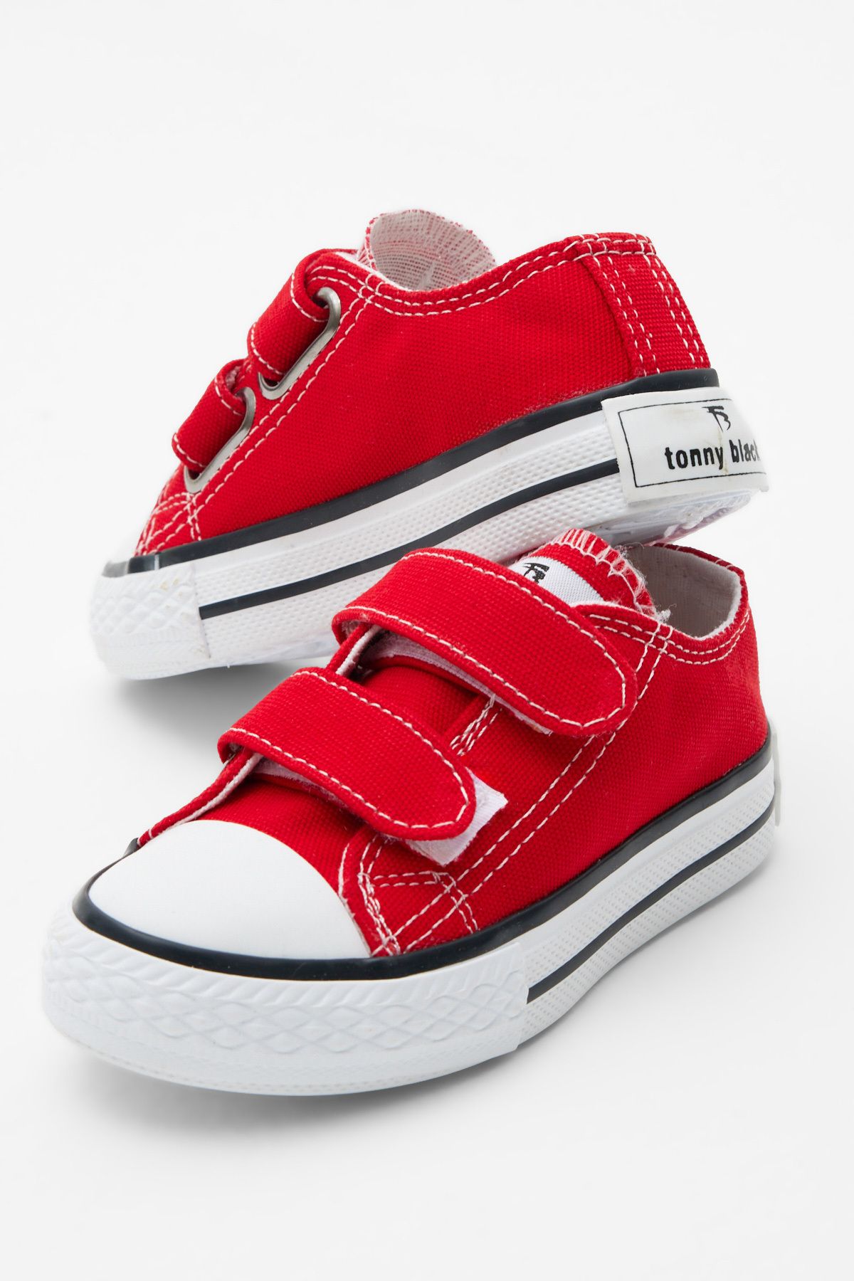 Tonny Black Çocuk Unisex Kırmızı Rahat Kalıp Cırtlı Sneaker