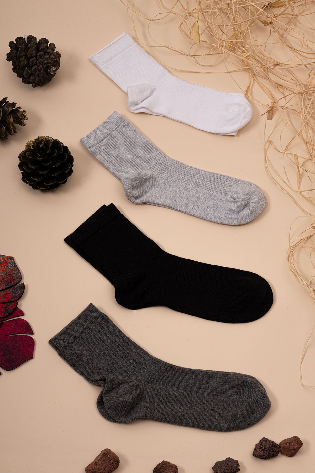 HİTRA Tekstil 4'lü Dikişsiz Kolej Çorap Seti