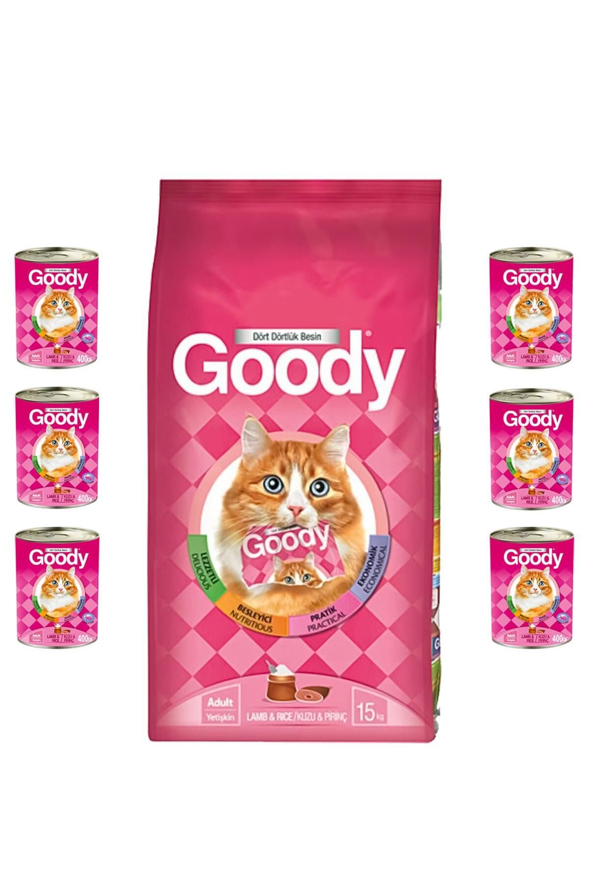 Goody Lamb Kuzulu Yetişkin Kedi Maması 15 Kg - 6 Adet Goody Konserve Hediyeli