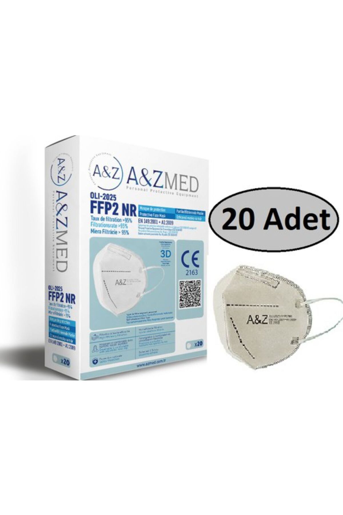 A&Z Med Beyaz N95 Ffp2 20 Adet Steril Tekli Paket