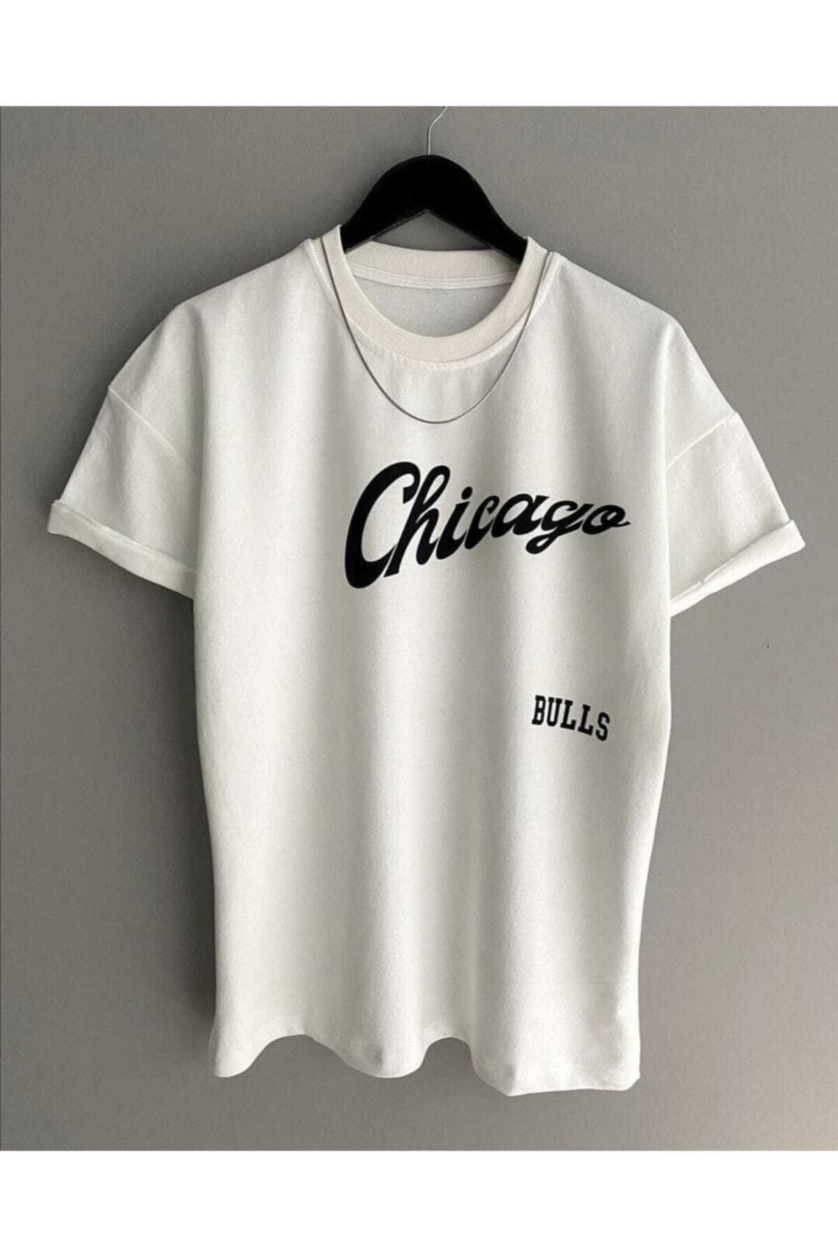 Horbia outdoors Unisex Chicago Özel Baskılı Oversize Penye T-shirt Tişört