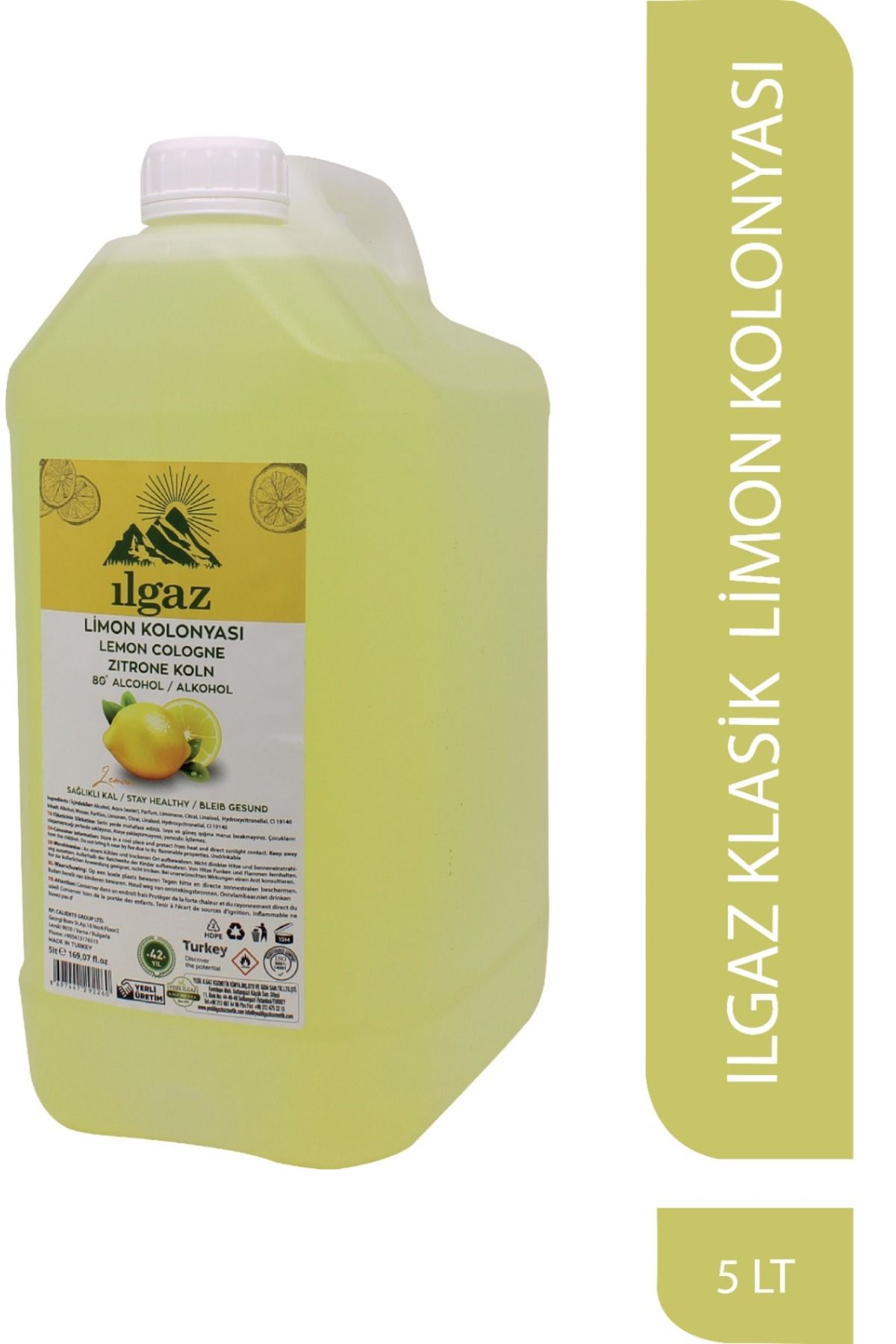 ILGAZ 5 Lt 80 Derece Klasik Limon Kolonyası