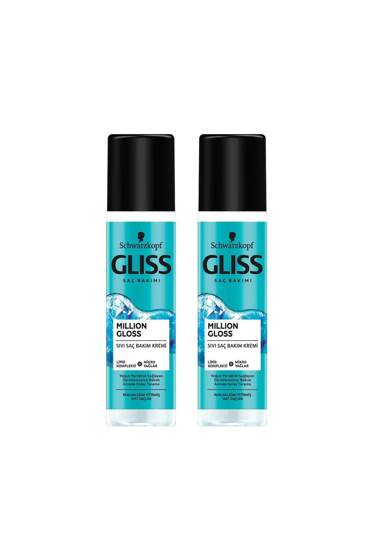 Gliss Million Gloss Yoğun Parlaklık Veren Durulanmayan Sıvı Saç Kremi 200 ml X 2 Adet