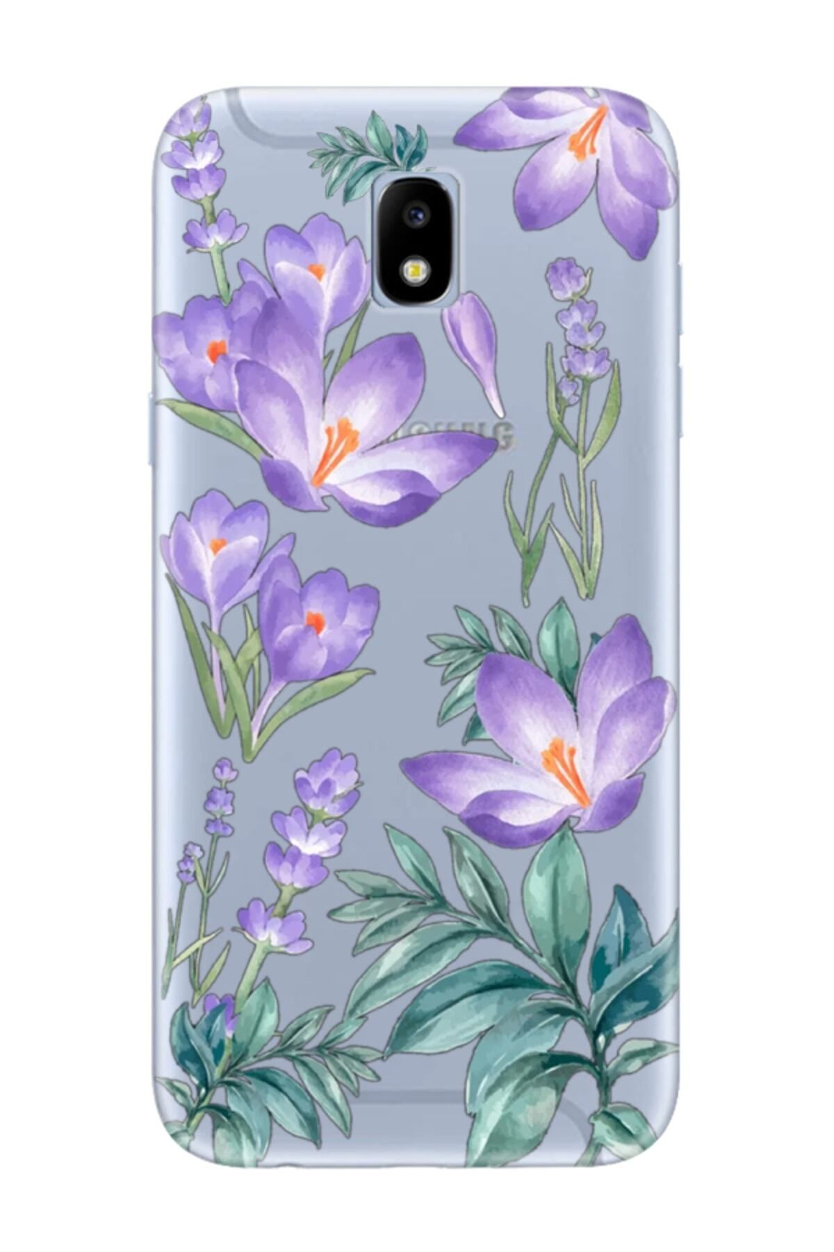 frondcase Samsung J7 Pro Kış Çiçeği Şeffaf Telefon Kılıfı