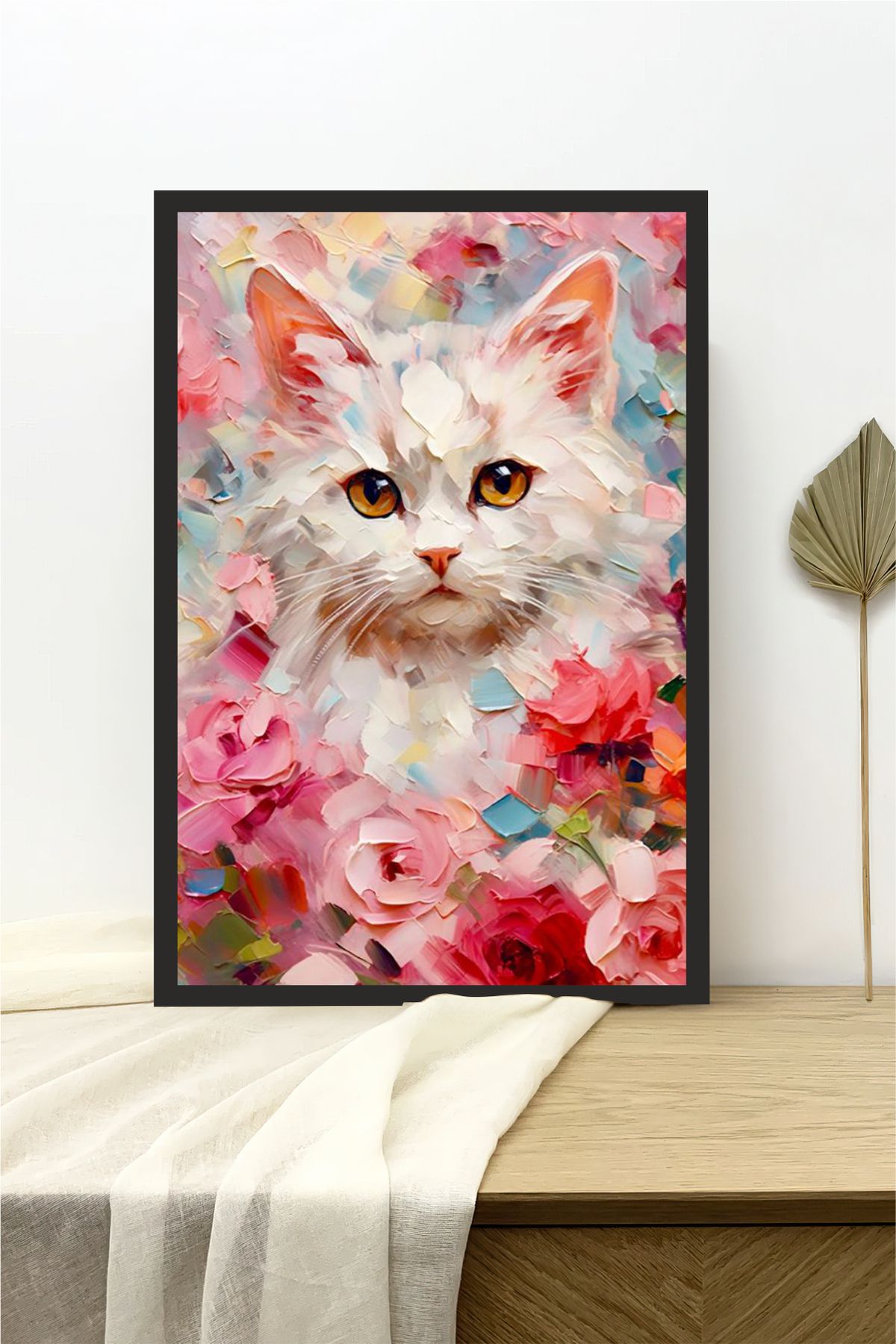 Cadran Kedi tasarımlı Çerçeve Görünümlü Mdf Tablo