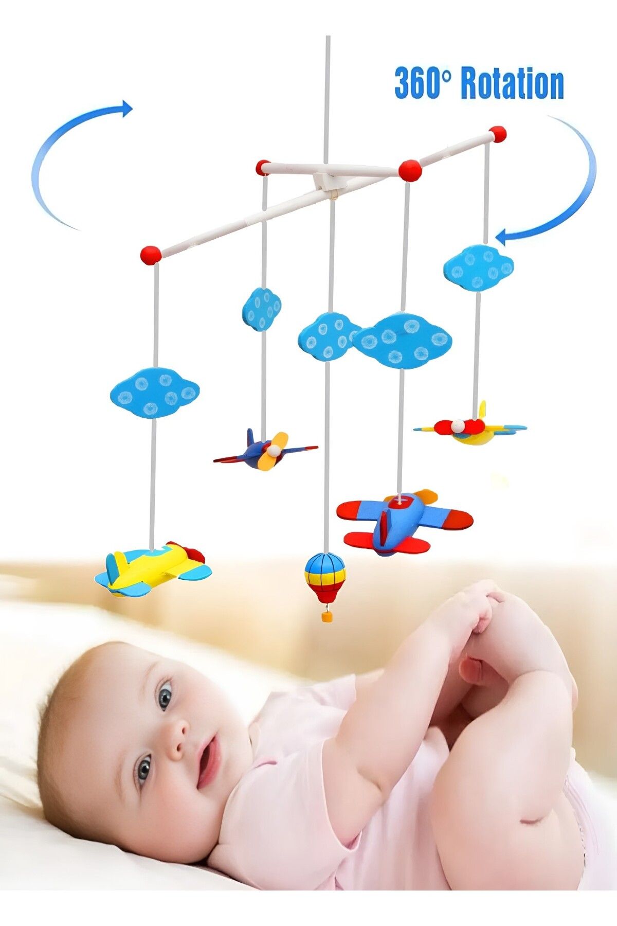Hyd  Bebek Beşik Süsü Dönence Ahşap Bebek Odası Süsü Oyuncak Hava Araçları