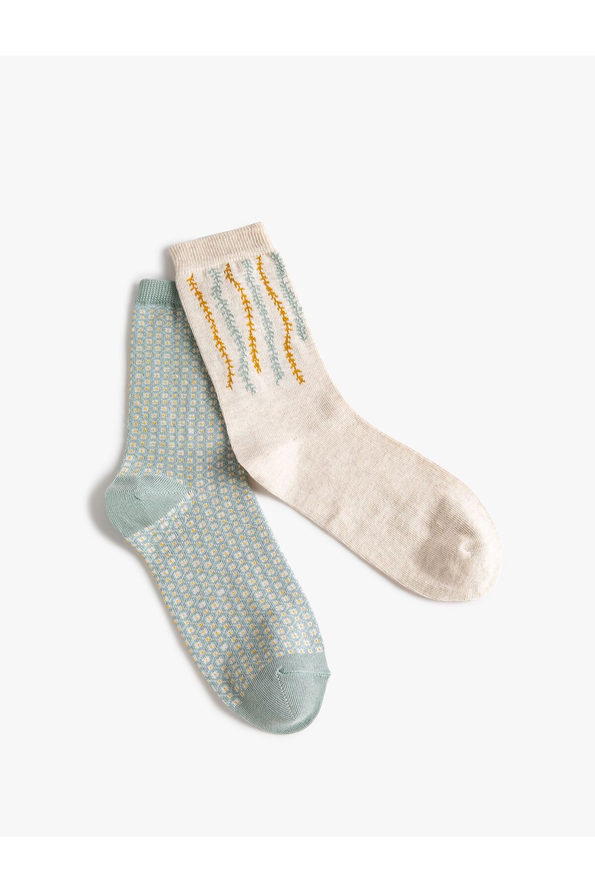 Koton 2'li Soket Çorap Seti Botanik Desenli Çok Renkli