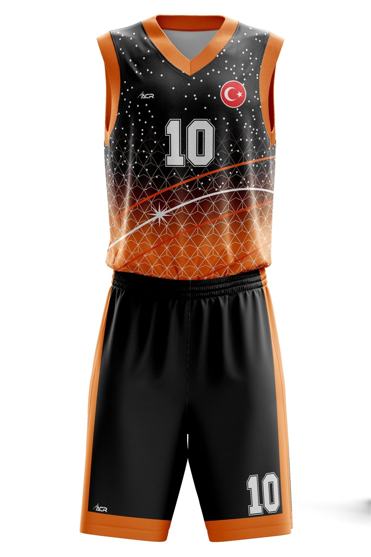 ACR Giyim Tekstil Forma Baskı Basketbol Forması  Kişiye Özel Basketbol Forması Alt Üst Takım Hediyelik Forma B2402 Turuncu Siyah