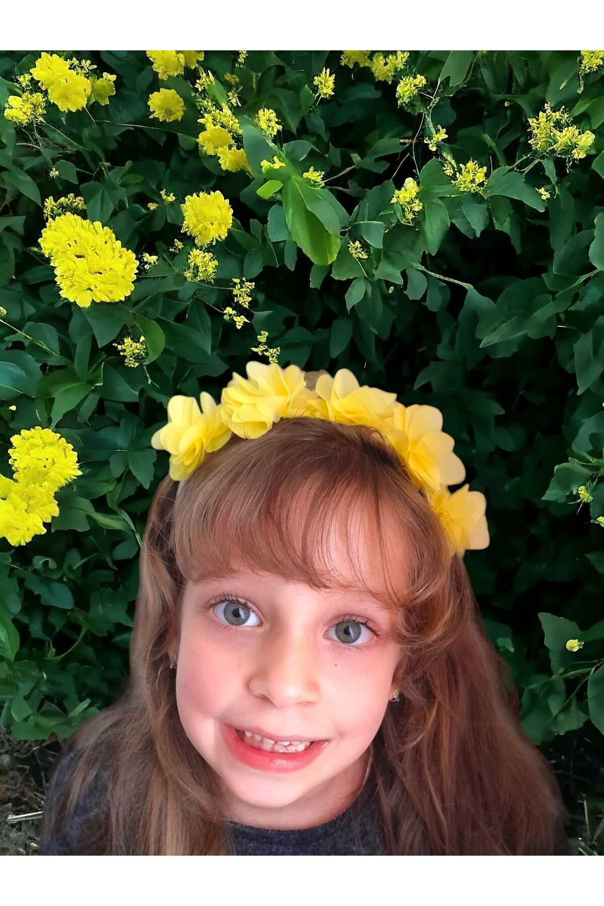 dms 10 Adet Kız çocuk sarı çiçekli taç - 23 nisan - özel günler doğum günleri için idealdir