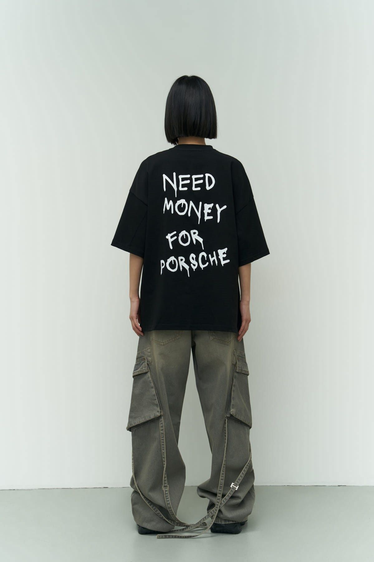 MAİ COLLECTİON Need Money Siyah Oversize T-Shirt